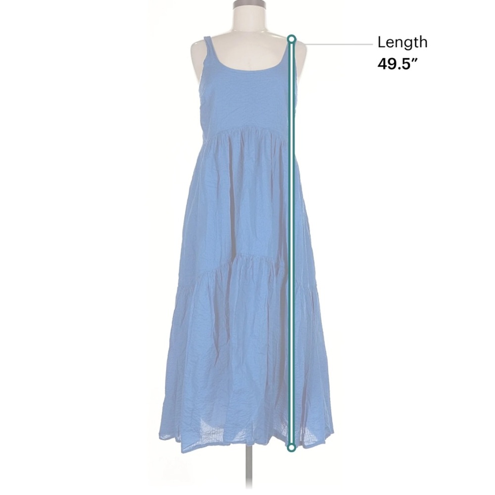 AYR The Magic Hour Dress in Formentera Colbalt Blue Smocked Back Maxi Cotton M - Picture 8 of 9